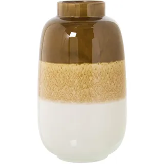 DRW Tischvase aus Keramik, dreifarbig, Braun und Weiß, 24 x 41 cm