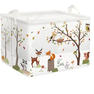 Clastyle Waldtier Kinder Wäschekorb Baby Spielzeug Aufbewahrungsbox | Faltbarer, Wasserdicht, Tragkraft 25 kg, für Kinderzimmer Badezimmer Schlafzimmer, für Bücher Spielzeug Kleidung