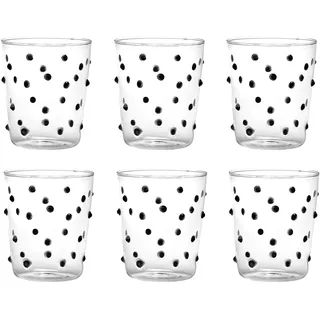 Zafferano Party Gläser Set aus Borosilikatglas im Polka Dot Design (Schwarz)