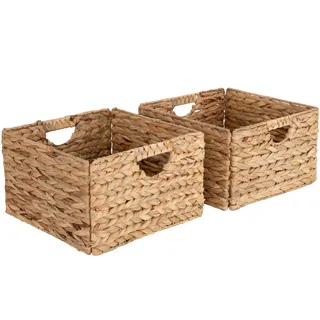 Seville Classics Premium Natürlicher handgewebter tragbarer Wäschekorb mit Tragegriffen, Haushaltsaufbewahrung für Kleidung, Bettwäsche, Laken, Spielzeug, natürliche Wasserhyazinthe, rechteckig