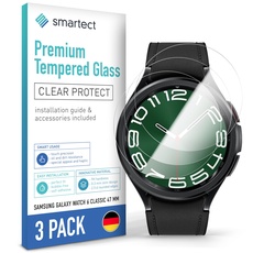 smartect Schutzglas [3 Stück, Klar] kompatibel mit Samsung Galaxy Watch 6 Classic 47mm, HD Schutzfolie Anti-Kratzer, Blasenfrei, 9H Härte, 0.3 mm Ultra-klar, Ultrabeständig