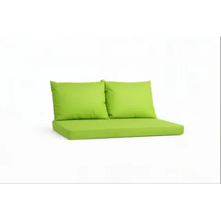 Setgarden Triple Outdoor Palettenkissen Set 120x60x10cm Sitzkissen + Rückenkissen 2x60x50cm 1tlg Lemon