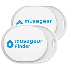 musegear Schlüsselfinder mini mit Bluetooth App I Keyfinder laut für Handy in weiß 2er Pack I Für iOS & Android I Schlüssel finden