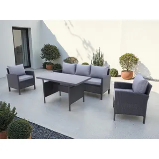 Konifera Gartenlounge-Set »»Brooklyn«« schwarz (schwarz, dunkelgrau,), B:62cm, Stahl, Sitzmöbel-Sets, Stahl/Polyrattan
