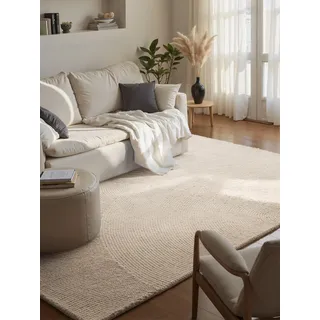 HANSE HOME Calmio Wollteppich 160 x 230 cm Beige/Weiß