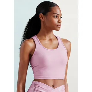 LASCANA ACTIVE Crop-Top Sporttop mit Ringerrücken und Logodruck, rosa