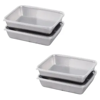 Dampfgarform aus Edelstahl - Rechteckige Form mit Deckel - Edelstahl 304 - 2er-Set - 25,5 x 19,5 x 5,5 cm - Flacher Boden