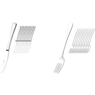Esmeyer Messerset SYLVIA, 12 tlg, 156-117, 13/0 Edelstahl hochglanzpoliert & 156-119 12-teiliges Gabel-Set Modell “Sylvia“, 18/0 Edelstahl, poliert - 21 x 1 x 1 cm