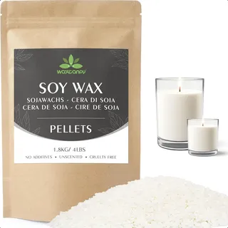 Sojawachs für Kerzen, Premium Kerzenwachs 1.8KG/5KG/10KG, kerzenwachs zum gießen, 100% Natürliches Öko Sojawachs für Kerzen(1.8KG)