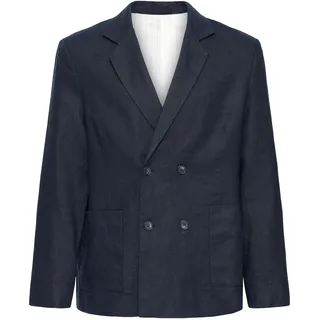 Sakko CASUAL FRIDAY "Sakko CFEdlund Linen", Herren, Gr. 52, blau (schwarz navy), Obermaterial: 100% Leinen LI., Sakkos Sakko