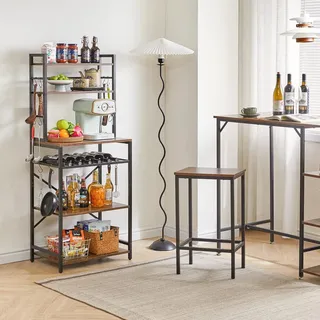 Multifunktionales Küchenregal - stehendes Bäckerregal - 6 Regale - braun-schwarz
