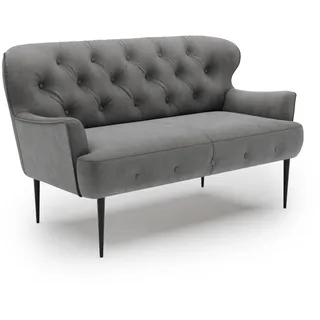 CAVADORE 2-Sitzer Küchensofa Amba, Trendige Sitzbank für Küche oder Esszimmer / 153 x 97 x 87 / Flachgewebe: Dunkelgrau