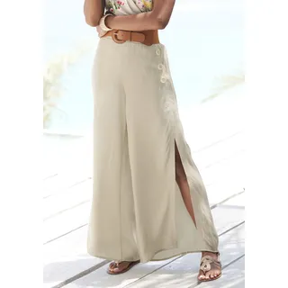 LASCANA Palazzohose, mit weitem Bein und Schlitz, Stoffhose, lockere Passform LASCANA sand