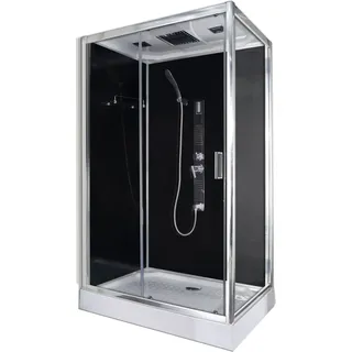 Sanotechnik Komplettduschkabine TREND 3 Glaspaneel schwarz 80cm x 120cm x 215cm - Schwarz