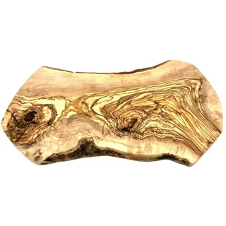 Olivenholz-erleben Schneidebrett »Naturschnitt aus hochwertigem naturbelassenem Olivenholz« Einzigartige Maserung, rustikale Kante, organische Form, L ca. 50 cm, braun