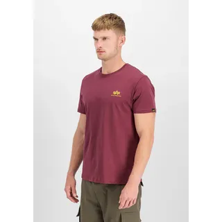 T-Shirt ALPHA INDUSTRIES "Basic T-Shirt SL", Herren, Gr. S, rot (burgundy), Obermaterial: 100% Baumwolle, Shirts T-Shirt