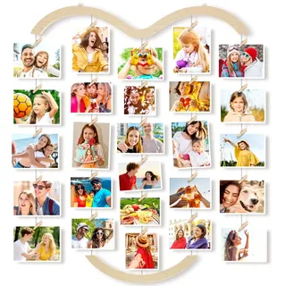 Fotowand Fotovorhang mit 30 Klammern DIY Bilderrahmen mit Metall‐Ketten | Fotogirlande & Bilderrahmen Collage Fotoseil Fotovorhang Fotokette Deko für Hochzeiten