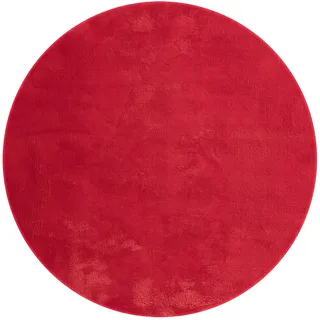 Mia's Teppiche Olivia Wohnzimmer/Schlafzimmer Teppich - waschbar - 200 cm Rund, Rot