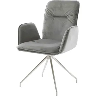DeLife Esszimmerstuhl Vinja-Flex Samt Grau Kreuzgestell konisch Edelstahl