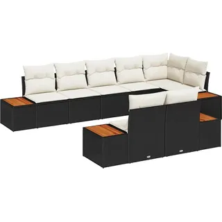 vidaXL Gartensofa-set 8 stk. Schwarz Poly Rattan - Schwarz