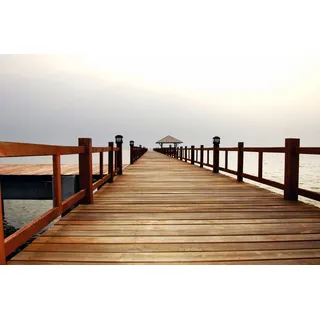 queence Leinwandbild »Bali« Asien   Bilder von Asien   Brücken   Landschaft   Meer   Meer Bilder   Spa   Spa Bilder   Steg 1 Stk. tlg. Akustikbild mit sehr guten Schallabsorptions-Eigenschaften, braun