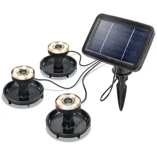esotec Solar Unterwasserstrahler Splash, 3er Set, warmweiß 3000K, LED Spot, Bodenleuchte, Teichbeleuchtung, Baumlicht, Objektstrahler, Erdspieß, Akku, IP68, wasserdicht, wetterfest, außen, 102149