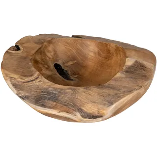 Teakholz Schale 25cm Teak Massiv Holz Obstschale Schüssel Holzschale Dekoschale - Braun