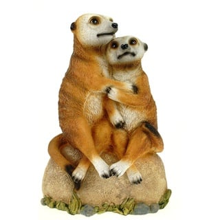 Kremers Schatzkiste Erdmännchen Liebespaar Figur Gartenfigur 30 cm Meercat Tierfigur Liebe Gartendekoration aus Kunstharz für Außen groß Dekoration Tierfiguren