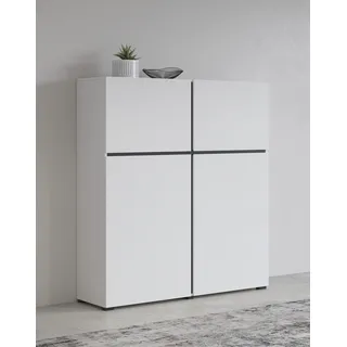 INOSIGN »Cross, moderne grifflose Hochkommode mit 4 Türen,Türkommode«, Hochschrank, Höhe 139 cm mit viel Stauraum, Einlegeböden verstellbar