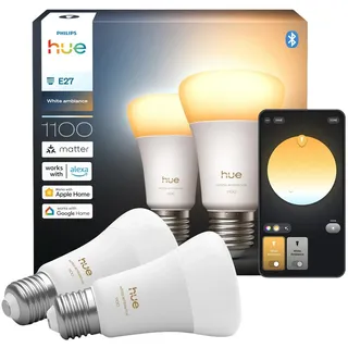 Philips Hue Smart LED A60 8,1W E27 Vollspektrumlicht 1000K 2 St.