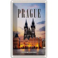 Blechschild 20x30 cm - Retro Prague Prag Czech Republik