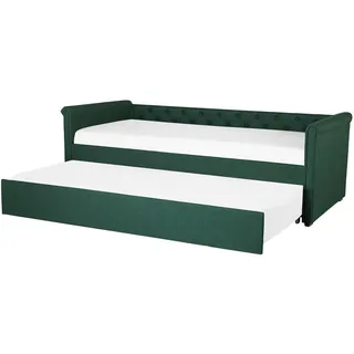 Beliani Tagesbett 80/200cm Dunkelgrün Libourne , Textil , 80x200 cm , Schlafzimmer, Betten