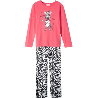 Pyjama BONPRIX "Pyjama aus reiner Baumwolle (2-tlg. Set)", Jungen, Gr. 164/170, rosa (zebra hellpink), Jersey, Obermaterial: 100% Baumwolle, bedruckt, Basic lang, Homewear-Sets Pyjama, bequeme Passform, aus Baumwolle, Hose mit elastischem Bund, Topseller