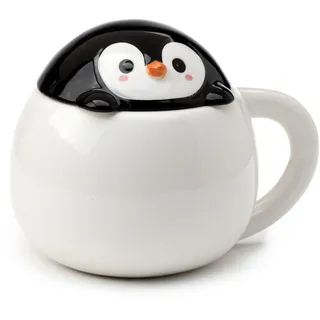 Puckator Tasse aus Keramik mit geformtem Deckel - Pinguin - süße Tiere