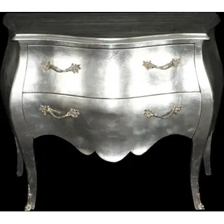 Casa Padrino Barock Kommode Silber - Handgefertigte Barock Möbel - Silber