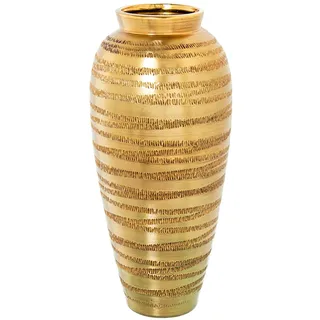 DRW Bodenvase aus Keramik, goldfarben, 26 x 26 x 60 cm
