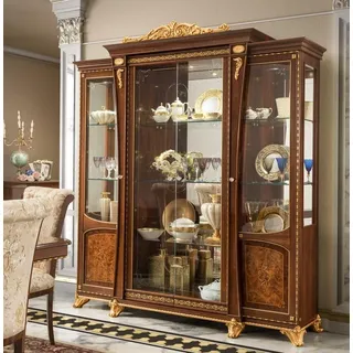 Vitrine Esszimmer Anrichte Holz Schränke Möbel Wohnzimmer Anrichte Glas Schrank - Braun