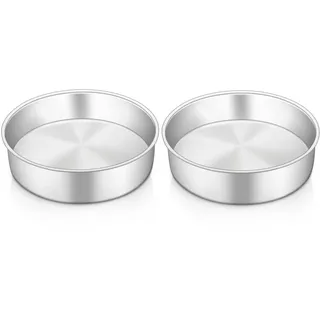 HaWare Backform, Edelstahl Rund Kuchenform Backformen 2er Set, 16cm Kuchenbackform für Geburtstag/Hochzeit/Weihnachten, Gesund & Ungiftig, Hochglanzpoliert, Leicht zu reinigen & Spülmaschinenfest