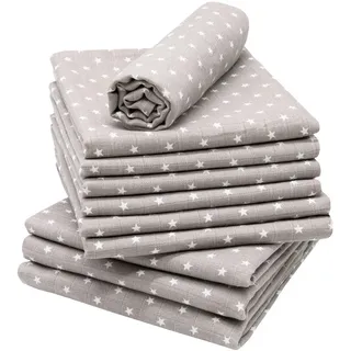 ZOLLNER 10er Set Spucktücher grau, weiße Sterne, 80x80 cm, ohne Geschenkbox
