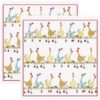 Kracht Frottier-Geschirrtuch 2er-Pack Baumwolle Hühner Größe 50x50 cm