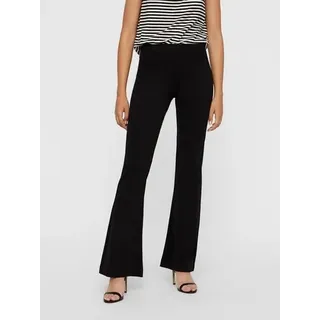 Bootcuthose VERO MODA "VMKAMMA", Damen, Gr. S (36), Länge 32, schwarz, Milano Rib, Obermaterial: 65% Viskose, 30% Nylon, 5% Elasthan, unifarben, ausgestellt lang, Hosen Bootcuthose