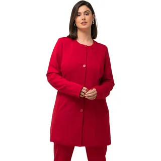 Ulla Popken Damen Longblazer, Ziernähte, Rundhals, Jersey Blazer, rot, 58-60