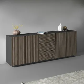 Home Affaire Vega Sideboard 220 x 86 x 43 cm Anthrazit matt / Schwarz
