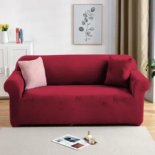 PETCUTE Sofabezüge Elastische 2 Sitzer Sofabezüge Dicke couchbezug Sofa Überwürfe Sofahusse Weinrot