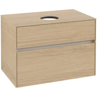 Villeroy & Boch Collaro Waschbeckenunterschrank, wandhängend, 2 Auszüge, Waschbecken mittig, 800x548x500mm, C03700VJ, Farbe: Front/Korpus: Nordic Oak, Griff: Cashmere Grey