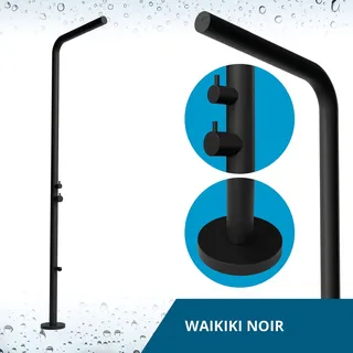 Gartendusche Designer Pooldusche aus V4A / 316 Edelstahl Modell "WAIKIKI" NOIR