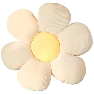 ACYOUNG Blumenboden Kissen Tatami Blumenförmiges Plüsch-Dekor der bequemen Sitzkissen für Kinderzimmer Hause Sofa Dekoration (50 x 50 cm,Weiß & Gelb - a)