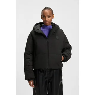 Steppjacke HUGO BLUE "Freya", Damen, Gr. S, schwarz (schwarz 001), Web, Obermaterial: 100% Polyamid, unifarben, relaxed fit normal, elastischer Bund, Jacken Steppjacke, Relaxed Fit, mit Kapuze
