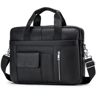 BAGZY Laptoptasche 15,6 Zoll (39,6 cm) aus echtem Leder – Schulranzen für Herren Retro – Dokumententasche und Reisekoffer für die Arbeit
