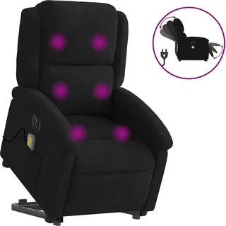 vidaXL Massagesessel mit Aufstehhilfe Elektrisch Schwarz Samt - Schwarz